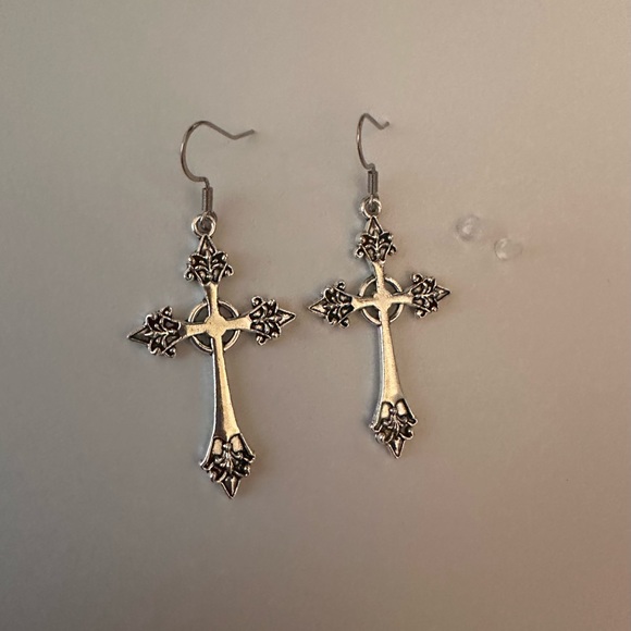 Cross Earrings Large Cross Earrings Dangle Gothic Religious - Picture 3 of 5